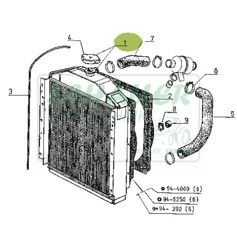 Kühler für Renault Ceres 65-95(X) MWM niedriger Einfüllstutzen