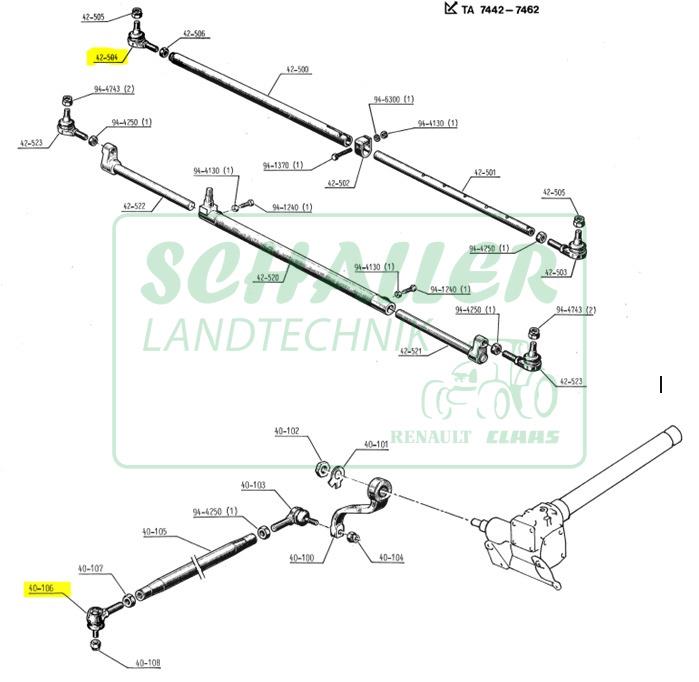 Spurstangenkopf/Lenkstangenkopf für alte kleine Reihe, Linksgewinde mech. Lenkgetriebe